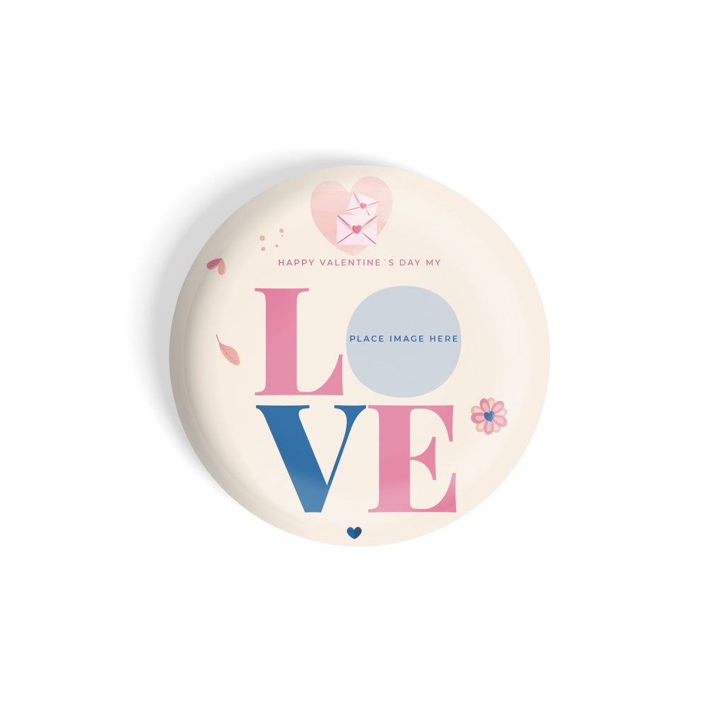 dhcrafts Round Fridge Magnet Orange Valentine's Day D4 Glossy Finish Design Pack of 1 (58 mm)